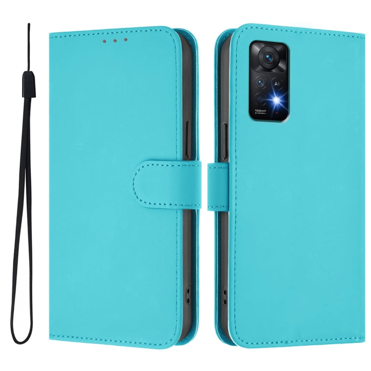 For Redmi Note 11 Pro 4G Global Skin Feel Solid Color Leather Phone Case with Lanyard