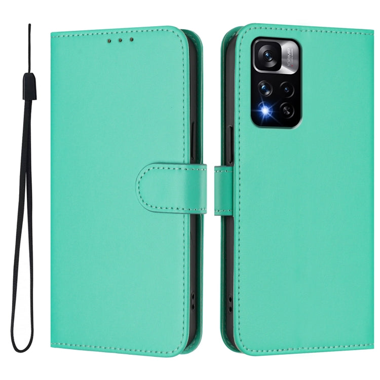 For Redmi Note 11 Pro+ 5G EU Version Skin Feel Solid Color Leather Phone Case with Lanyard