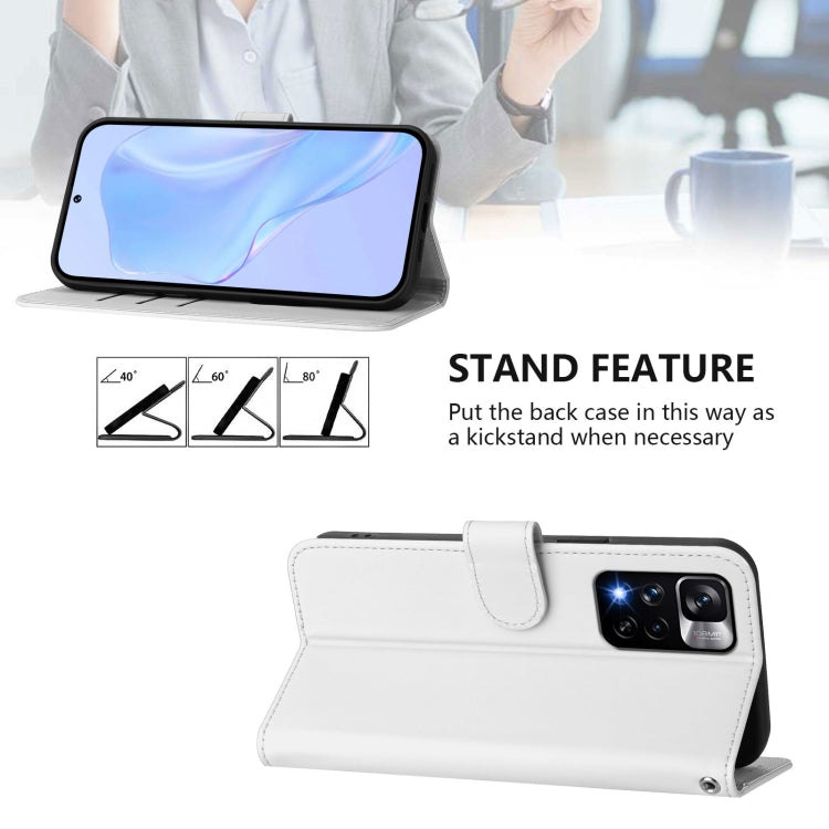 For Redmi Note 11 Pro+ 5G EU Version Skin Feel Solid Color Leather Phone Case with Lanyard