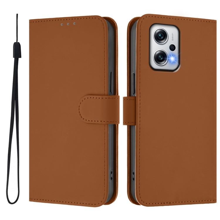 For Redmi Note 11T Pro+ 5G Skin Feel Solid Color Leather Phone Case with Lanyard