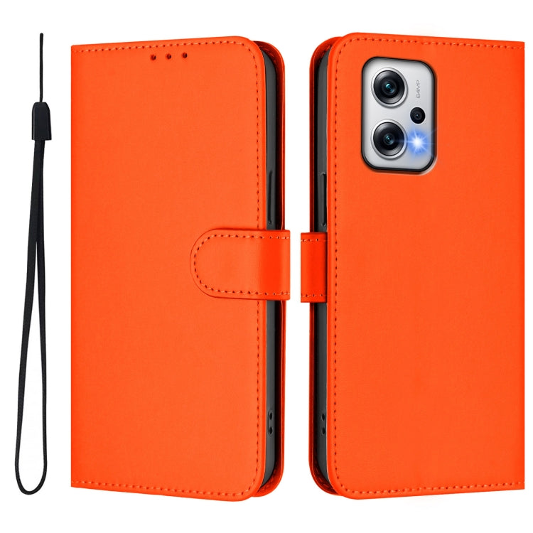 For Redmi Note 11T Pro+ 5G Skin Feel Solid Color Leather Phone Case with Lanyard