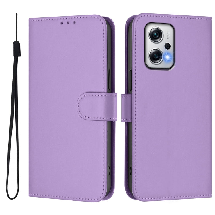 For Redmi Note 11T Pro+ 5G Skin Feel Solid Color Leather Phone Case with Lanyard