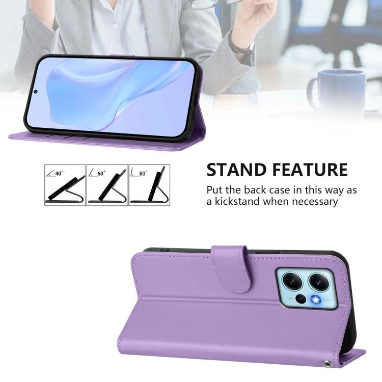 For Redmi Note 12 4G Global Skin Feel Solid Color Leather Phone Case with Lanyard