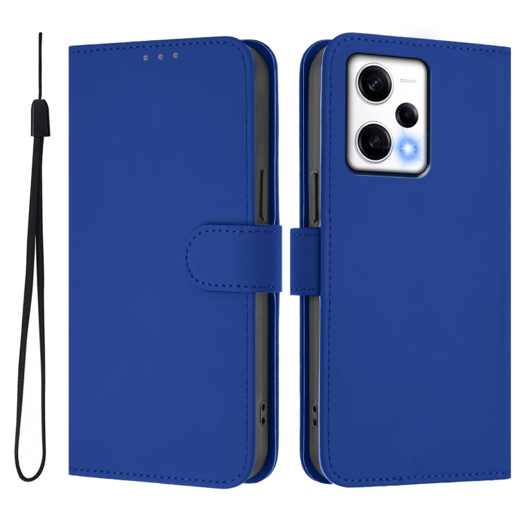 For Redmi Note 12 Pro Speed Skin Feel Solid Color Leather Phone Case with Lanyard
