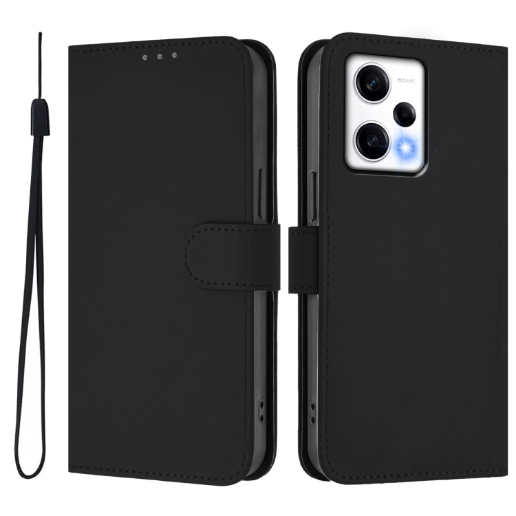 For Redmi Note 12 Pro Speed Skin Feel Solid Color Leather Phone Case with Lanyard