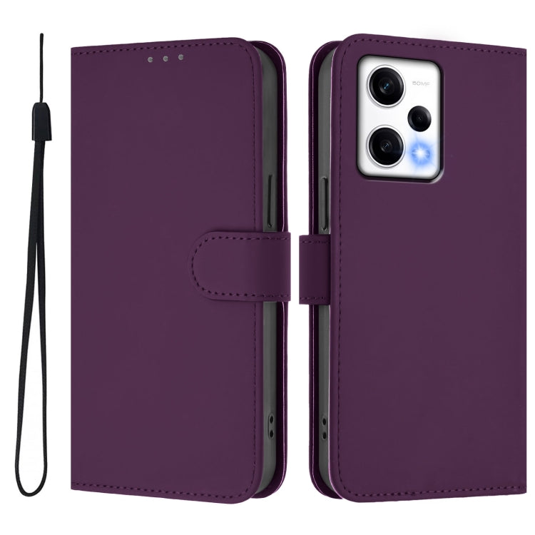 For Redmi Note 12 Pro Speed Skin Feel Solid Color Leather Phone Case with Lanyard