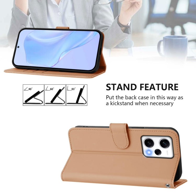 For Redmi Note 12 Explorer Skin Feel Solid Color Leather Phone Case with Lanyard