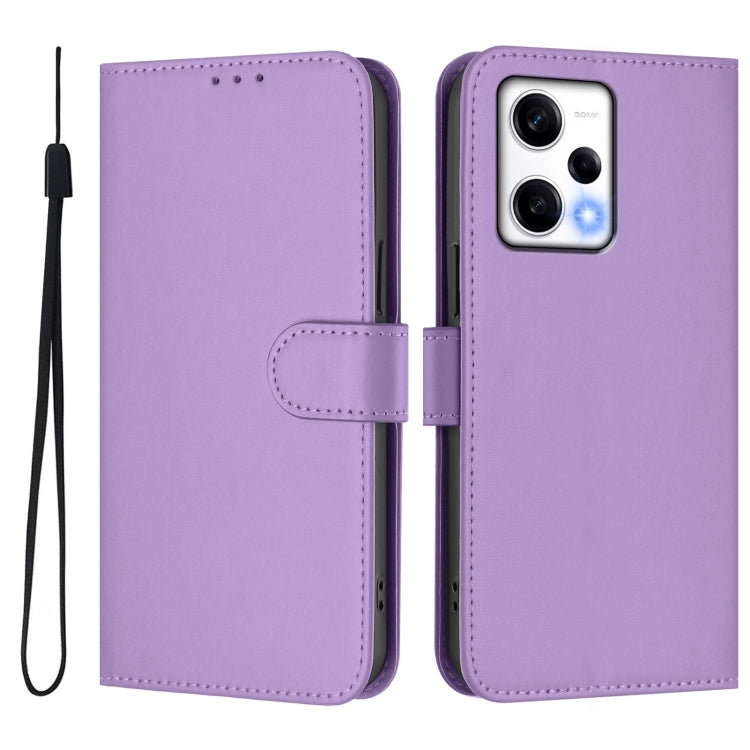 For Redmi Note 12 Explorer Skin Feel Solid Color Leather Phone Case with Lanyard