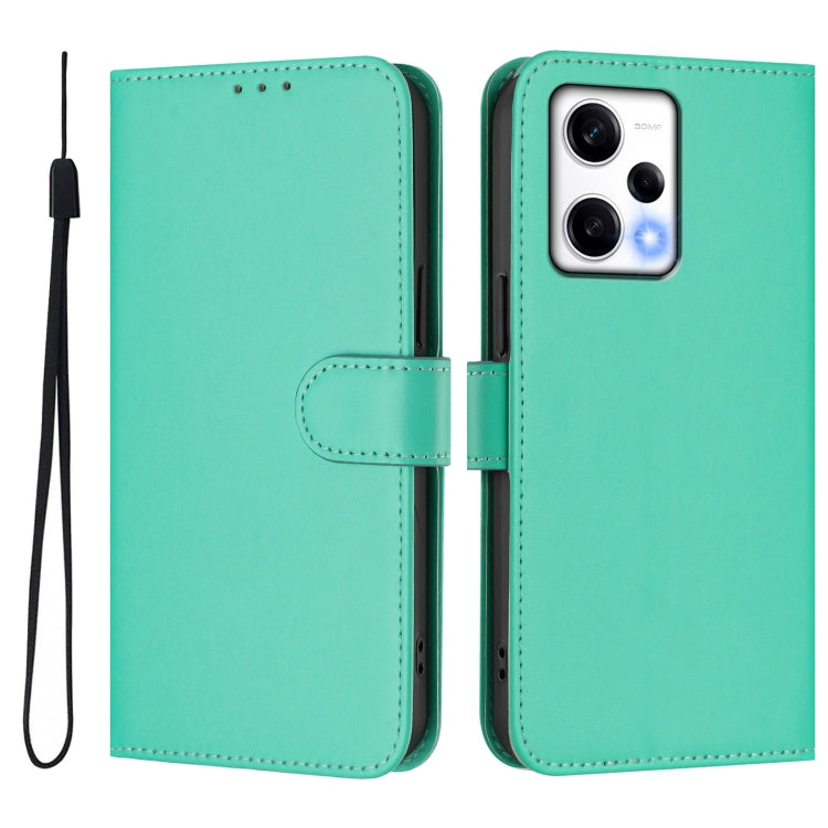 For Redmi Note 12 Explorer Skin Feel Solid Color Leather Phone Case with Lanyard