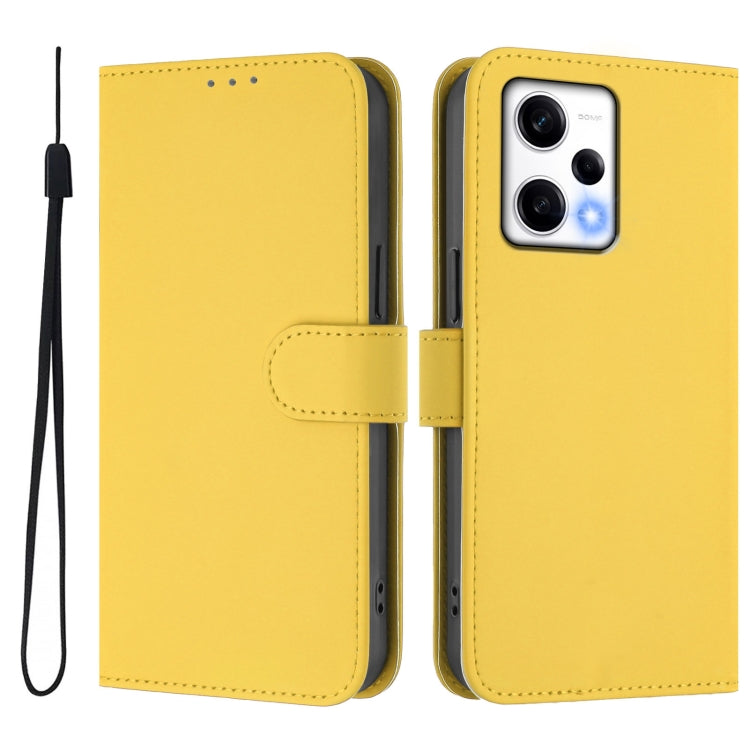 For Redmi Note 12 Explorer Skin Feel Solid Color Leather Phone Case with Lanyard