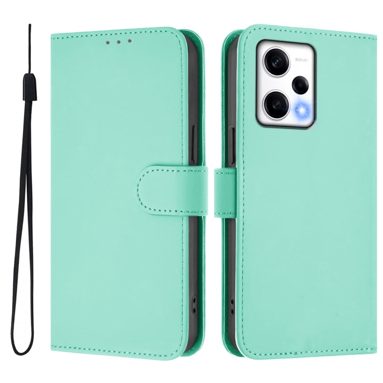 For Redmi Note 12 Explorer Skin Feel Solid Color Leather Phone Case with Lanyard
