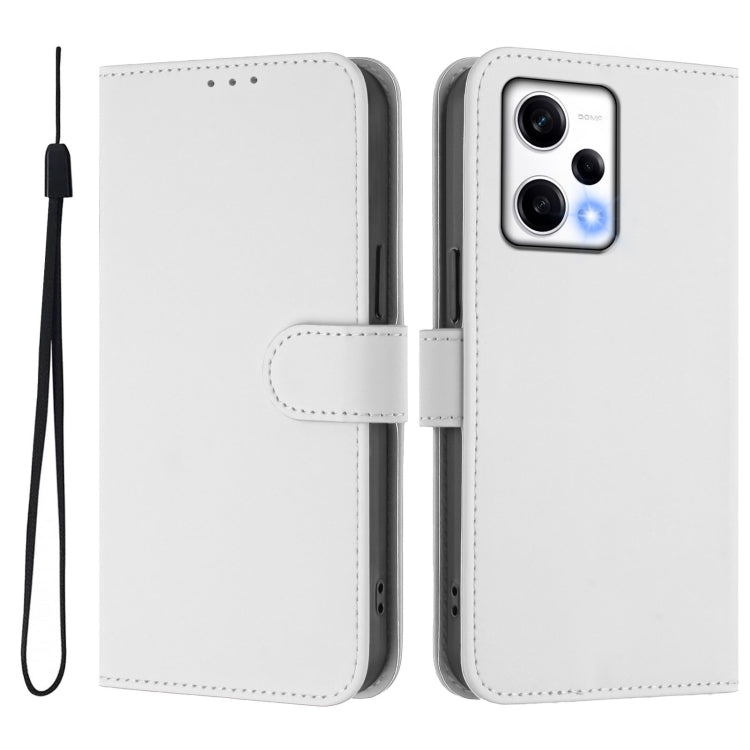 For Redmi Note 12 Explorer Skin Feel Solid Color Leather Phone Case with Lanyard