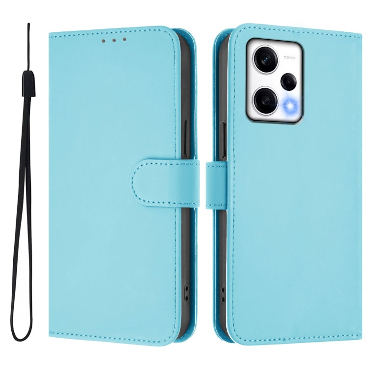 For Redmi Note 12 Explorer Skin Feel Solid Color Leather Phone Case with Lanyard