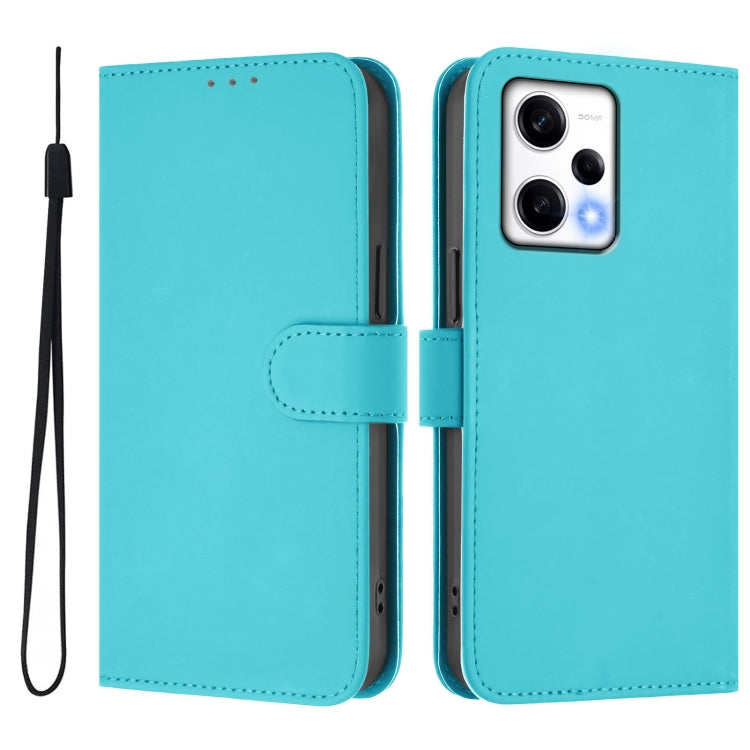 For Redmi Note 12 Explorer Skin Feel Solid Color Leather Phone Case with Lanyard
