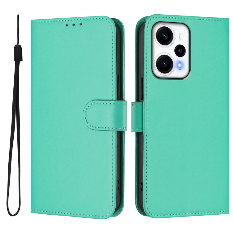 For Redmi Note 12 Turbo 5G Skin Feel Solid Color Leather Phone Case with Lanyard