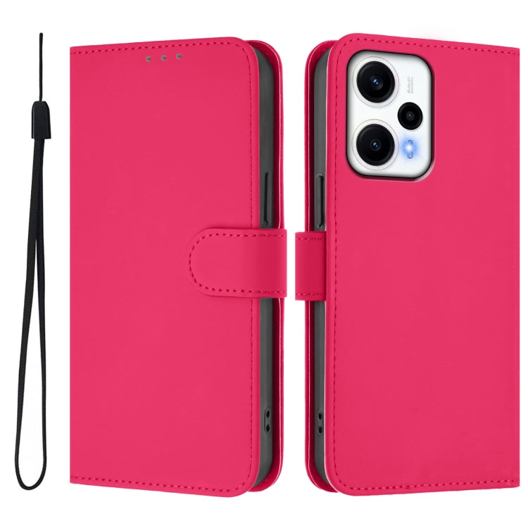 For Redmi Note 12 Turbo 5G Skin Feel Solid Color Leather Phone Case with Lanyard