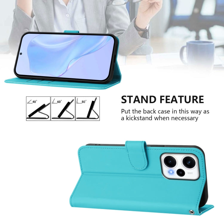 For Redmi Note 12 Turbo 5G Skin Feel Solid Color Leather Phone Case with Lanyard