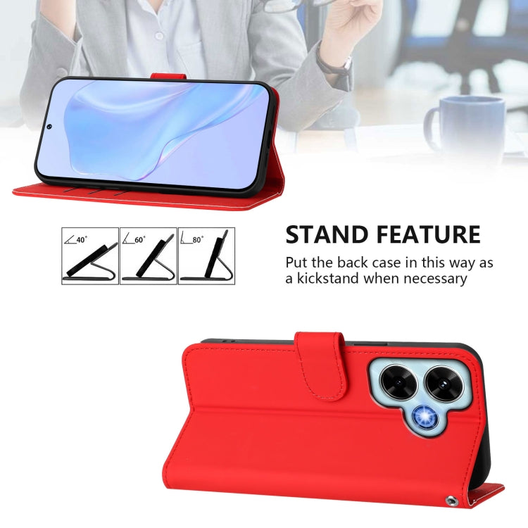 For Redmi Note 13 4G Global Skin Feel Solid Color Leather Phone Case with Lanyard