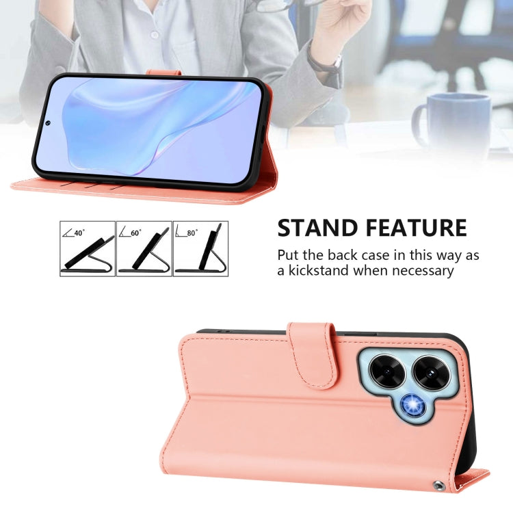For Redmi Note 13 4G Global Skin Feel Solid Color Leather Phone Case with Lanyard