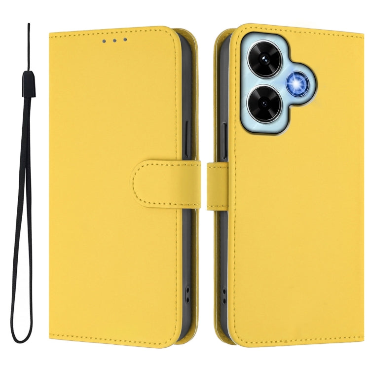 For Redmi Note 13 4G Global Skin Feel Solid Color Leather Phone Case with Lanyard