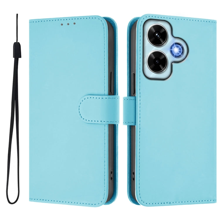 For Redmi Note 13 4G Global Skin Feel Solid Color Leather Phone Case with Lanyard