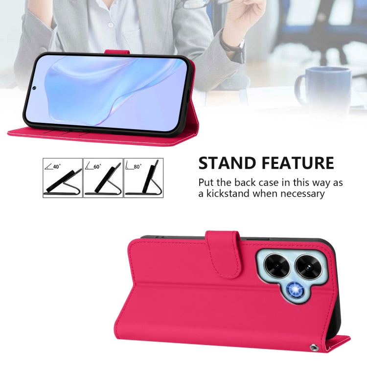 For Redmi Note 13 4G Global Skin Feel Solid Color Leather Phone Case with Lanyard
