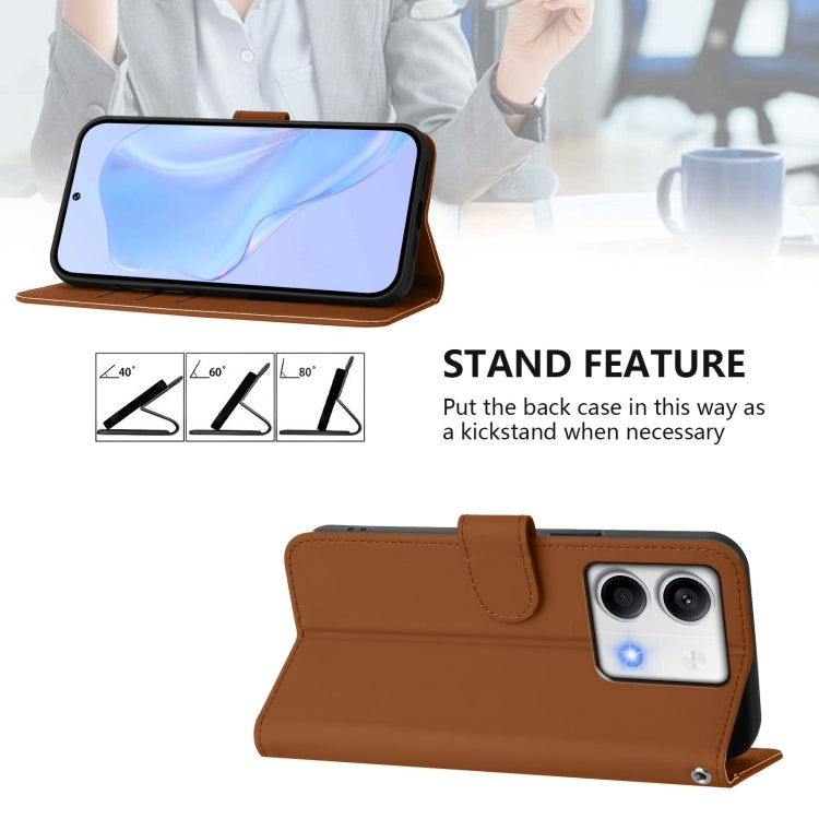 For Redmi Note 13 5G Global Skin Feel Solid Color Leather Phone Case with Lanyard