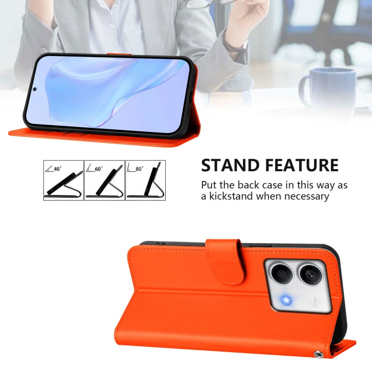 For Redmi Note 13 5G Global Skin Feel Solid Color Leather Phone Case with Lanyard