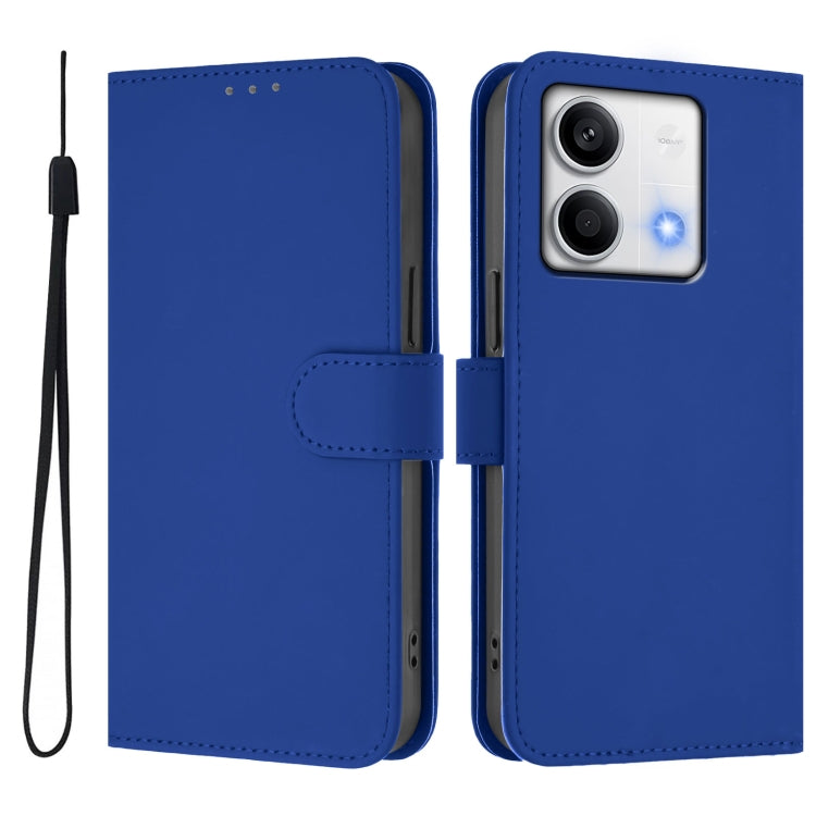 For Redmi Note 13 5G Global Skin Feel Solid Color Leather Phone Case with Lanyard