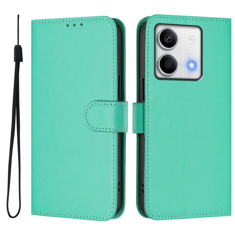 For Redmi Note 13 5G Global Skin Feel Solid Color Leather Phone Case with Lanyard