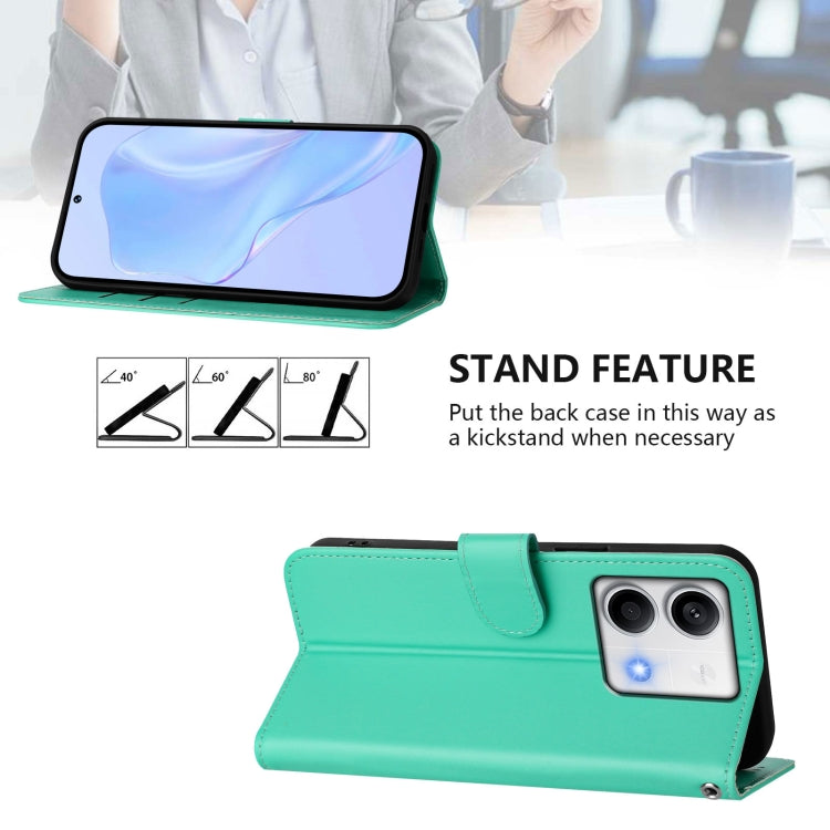 For Redmi Note 13 5G Global Skin Feel Solid Color Leather Phone Case with Lanyard