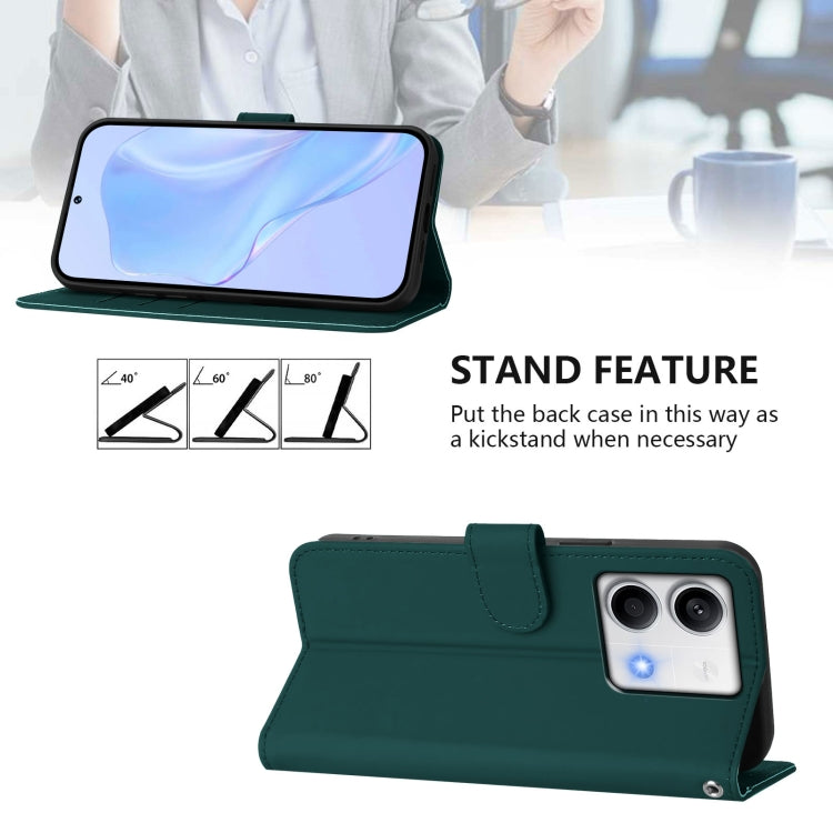 For Redmi Note 13 5G Global Skin Feel Solid Color Leather Phone Case with Lanyard