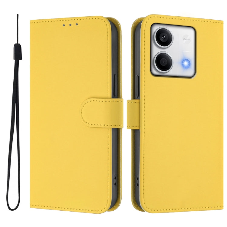For Redmi Note 13 5G Global Skin Feel Solid Color Leather Phone Case with Lanyard