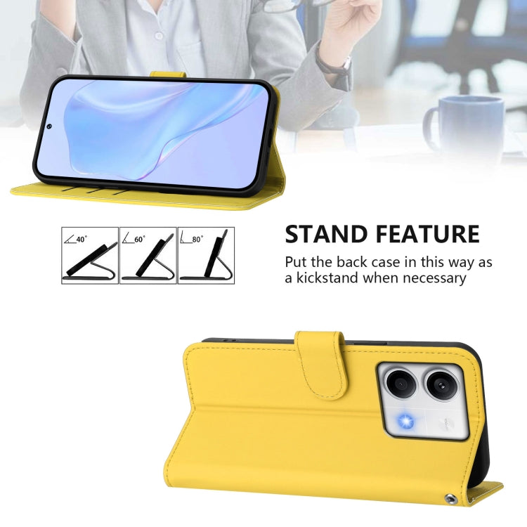 For Redmi Note 13 5G Global Skin Feel Solid Color Leather Phone Case with Lanyard