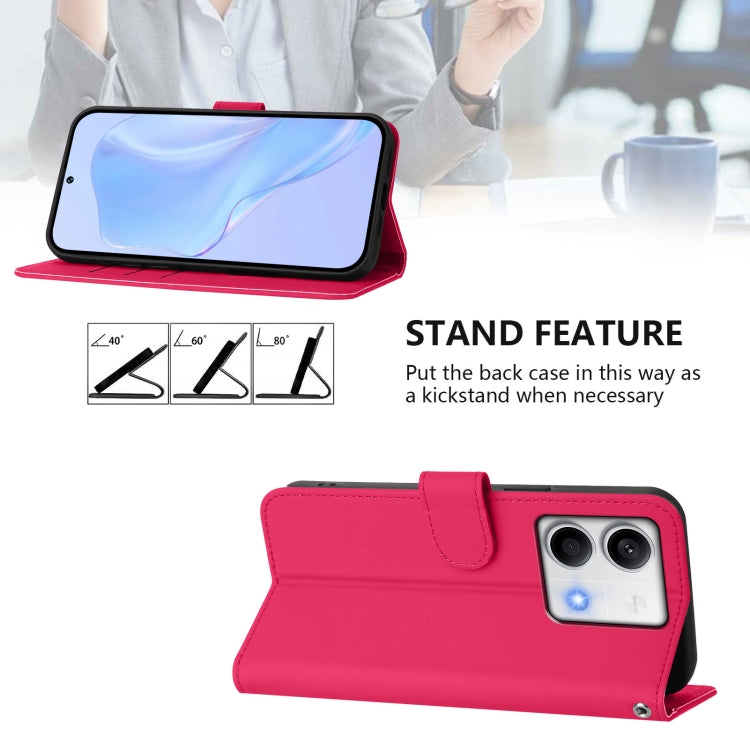 For Redmi Note 13 5G Global Skin Feel Solid Color Leather Phone Case with Lanyard