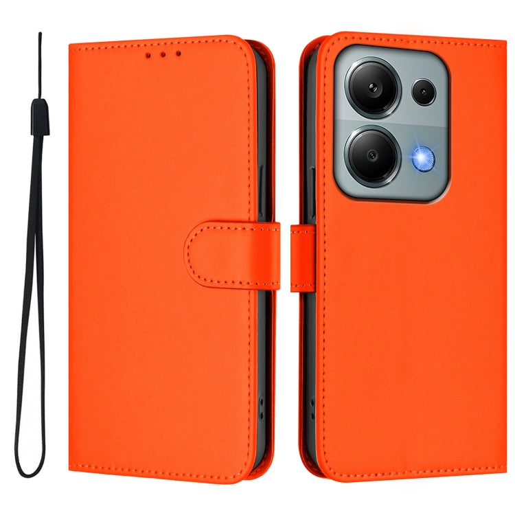 For Redmi Note 13 Pro 4G Global Skin Feel Solid Color Leather Phone Case with Lanyard