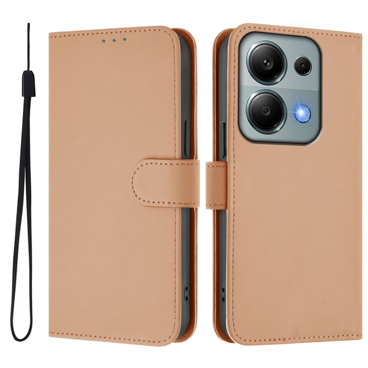 For Redmi Note 13 Pro 4G Global Skin Feel Solid Color Leather Phone Case with Lanyard