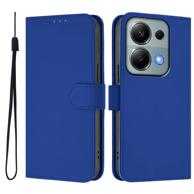 For Redmi Note 13 Pro 4G Global Skin Feel Solid Color Leather Phone Case with Lanyard