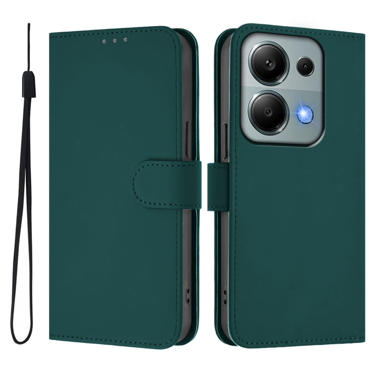 For Redmi Note 13 Pro 4G Global Skin Feel Solid Color Leather Phone Case with Lanyard
