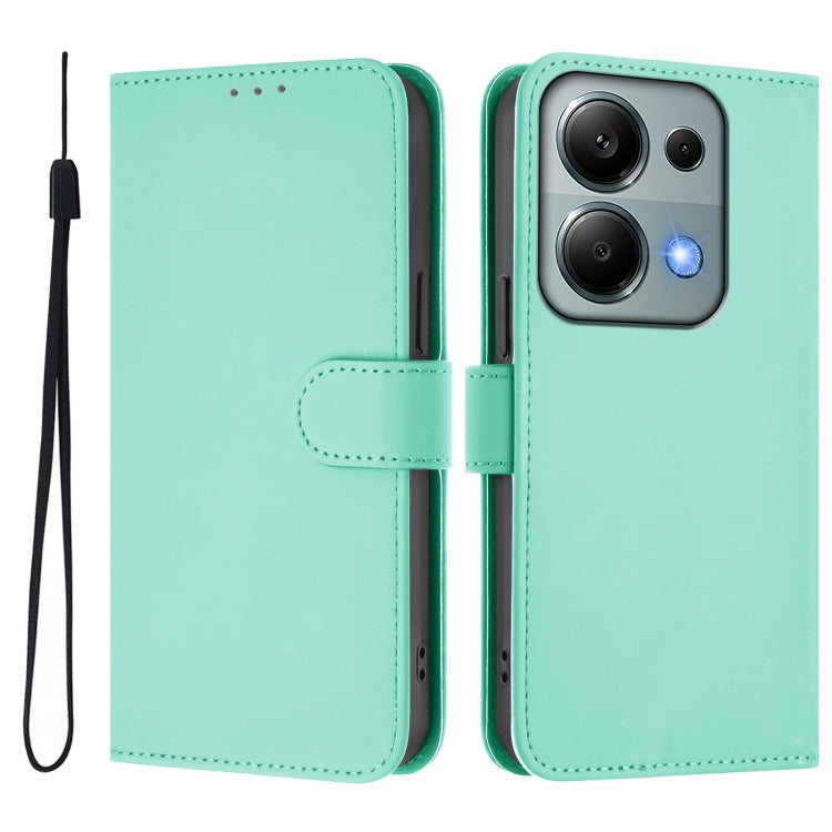 For Redmi Note 13 Pro 4G Global Skin Feel Solid Color Leather Phone Case with Lanyard