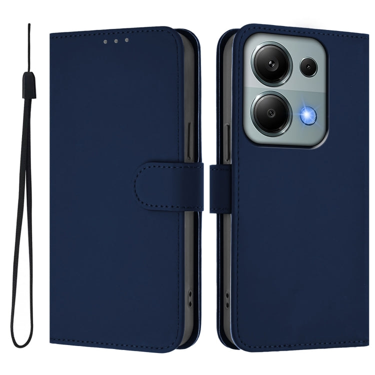 For Redmi Note 13 Pro 4G Global Skin Feel Solid Color Leather Phone Case with Lanyard