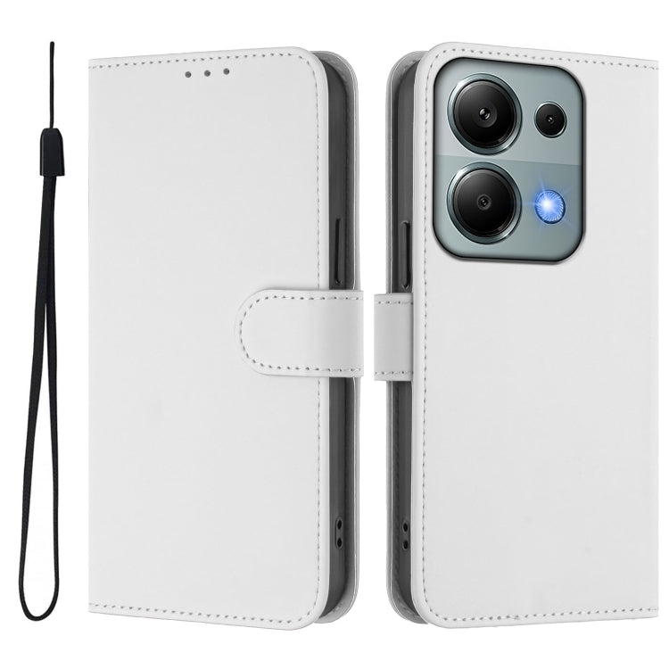 For Redmi Note 13 Pro 4G Global Skin Feel Solid Color Leather Phone Case with Lanyard