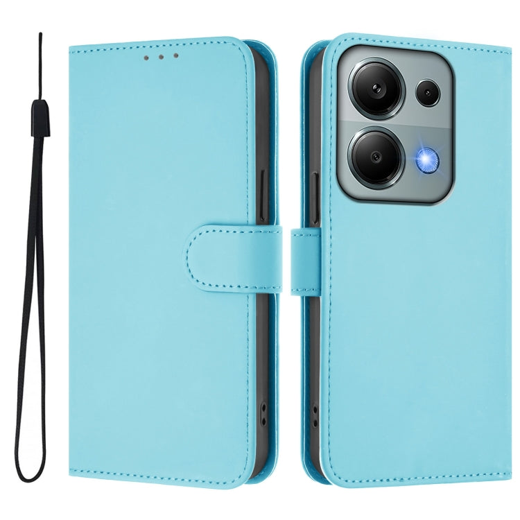For Redmi Note 13 Pro 4G Global Skin Feel Solid Color Leather Phone Case with Lanyard
