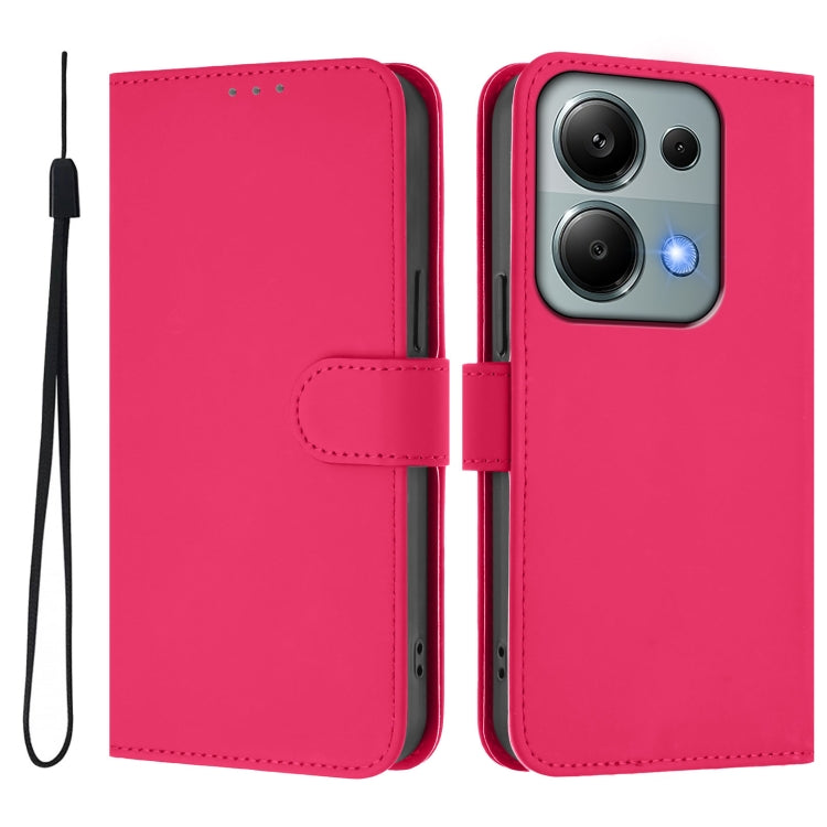 For Redmi Note 13 Pro 4G Global Skin Feel Solid Color Leather Phone Case with Lanyard