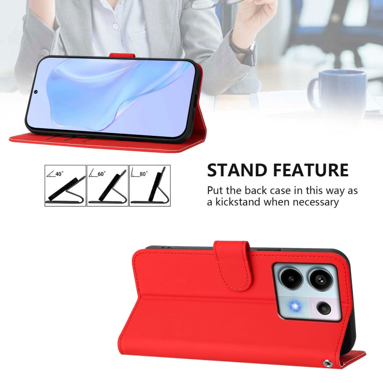For Redmi Note 13 Pro 5G Global Skin Feel Solid Color Leather Phone Case with Lanyard