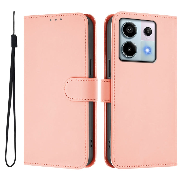 For Redmi Note 13 Pro 5G Global Skin Feel Solid Color Leather Phone Case with Lanyard