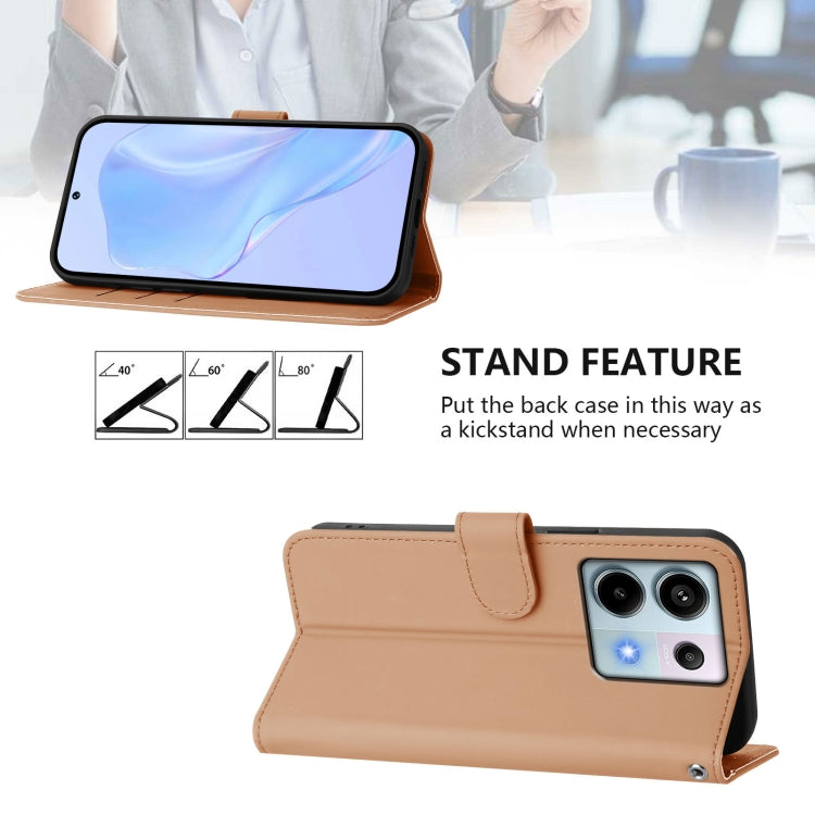 For Redmi Note 13 Pro 5G Global Skin Feel Solid Color Leather Phone Case with Lanyard