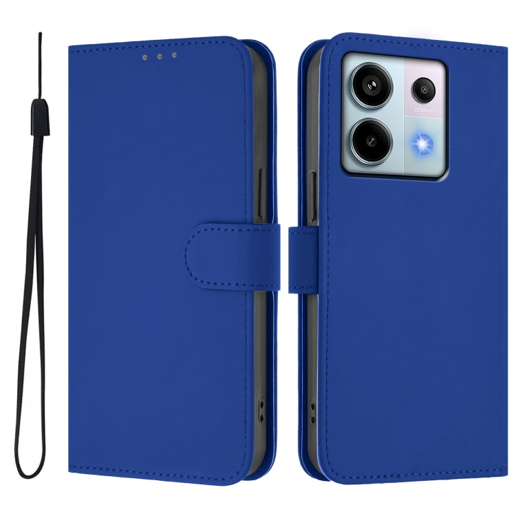 For Redmi Note 13 Pro 5G Global Skin Feel Solid Color Leather Phone Case with Lanyard