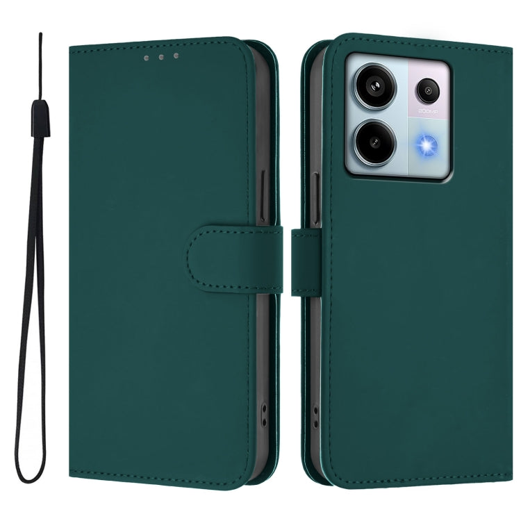 For Redmi Note 13 Pro 5G Global Skin Feel Solid Color Leather Phone Case with Lanyard