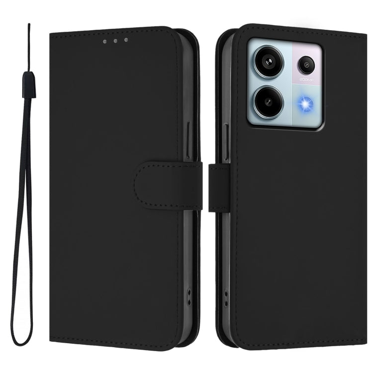 For Redmi Note 13 Pro 5G Global Skin Feel Solid Color Leather Phone Case with Lanyard